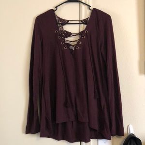 Coco and Jaimeson maroon long sleeve shirt size